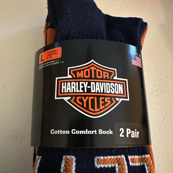 Harley-Davidson	2-pairs of Comfort crew socks	Large 10-13        #2 s2 - Picture 2 of 6